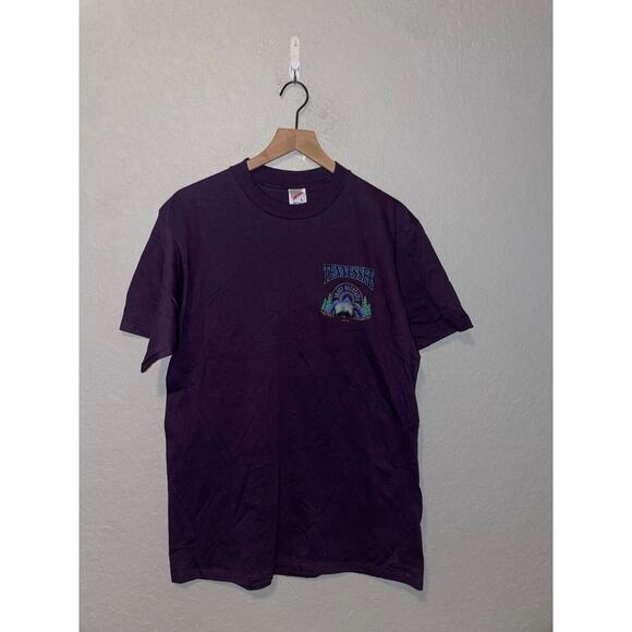 Vintage Smoky Mountains Shirt Bear Tee Purple USA Made Jerzees VTG 1995 Large - Picture 1 of 8